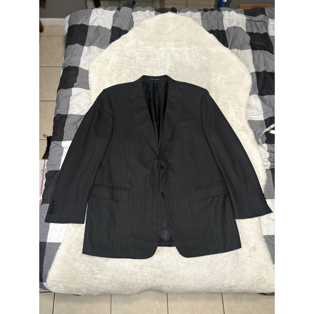 Canali Mens Black Chalk Stripe Wool‎ Sport Blazer Jacket Size 48R EU 58 Italy